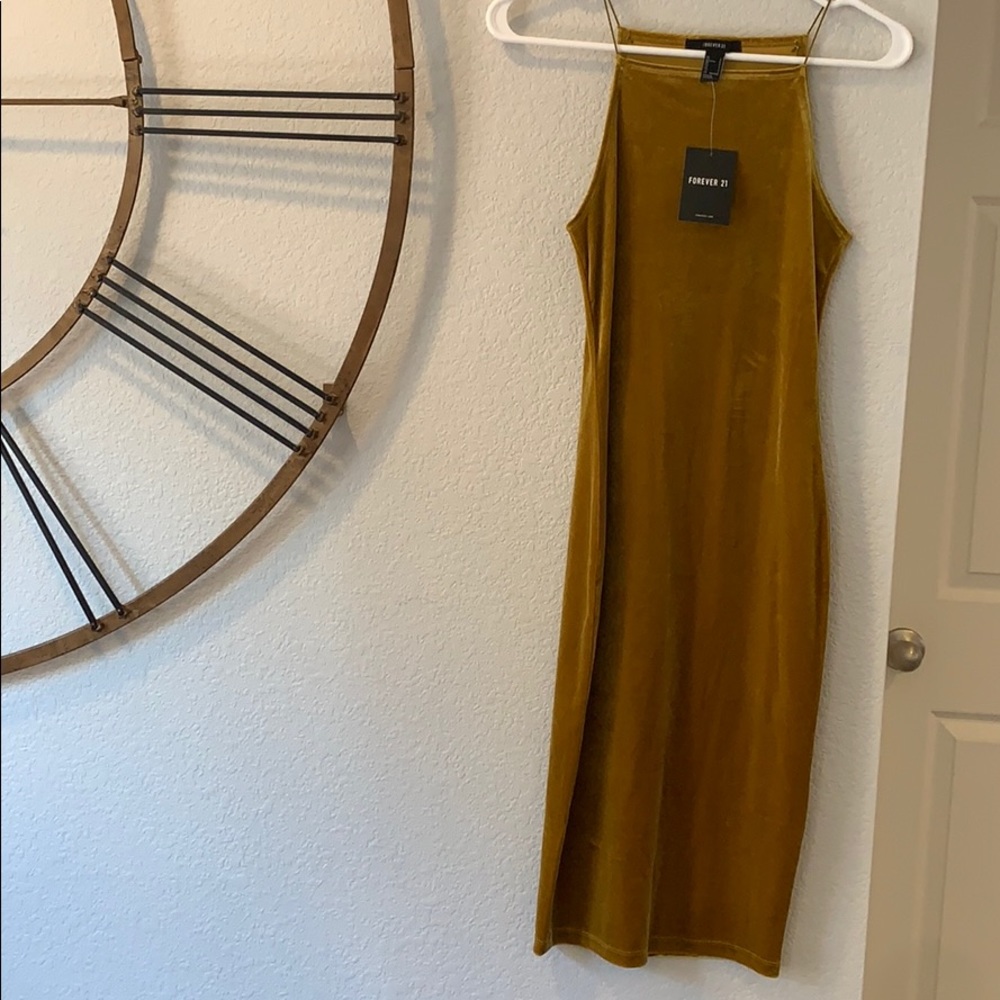Forever 21 - mustard velvet body con dress